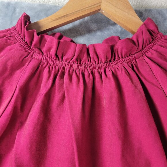 Habituate Womens 12 Red Layered Statement Sleeve Tie Hem Top Boho Romantic Vibes - Picture 7 of 9